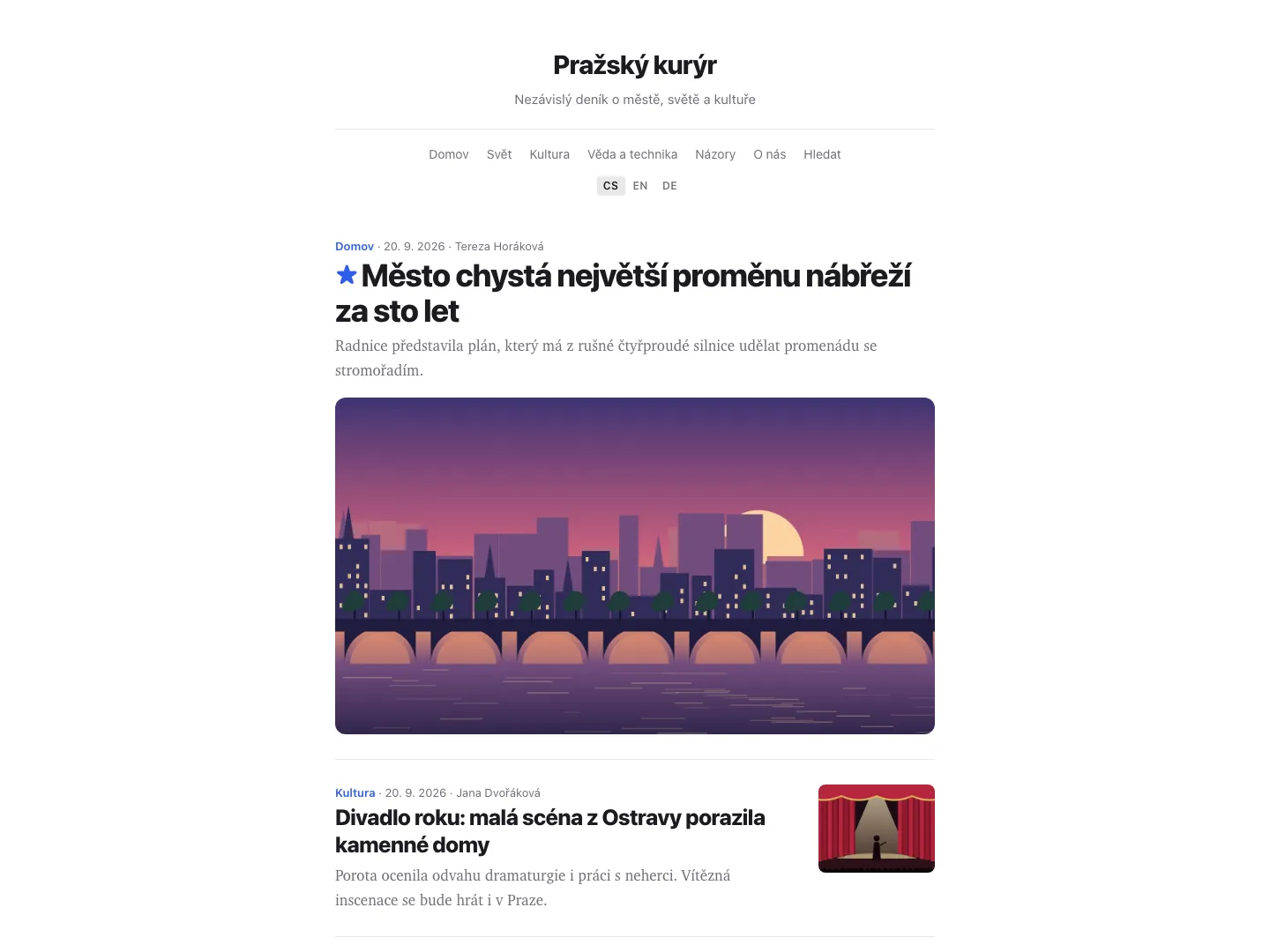 Šablona Minimal – titulní strana