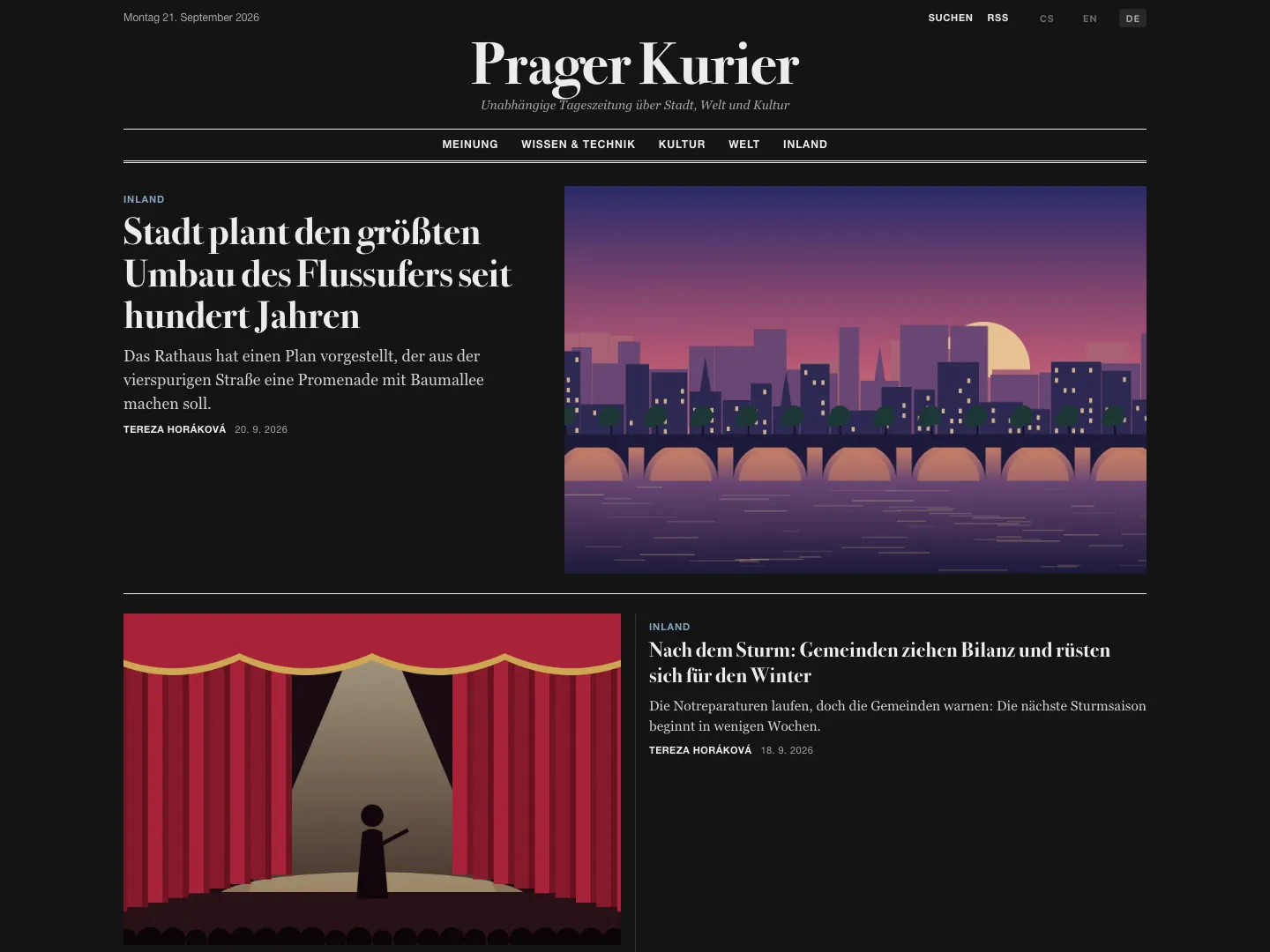 Vorlage Classic Newspaper – Titelseite, dunkler Modus