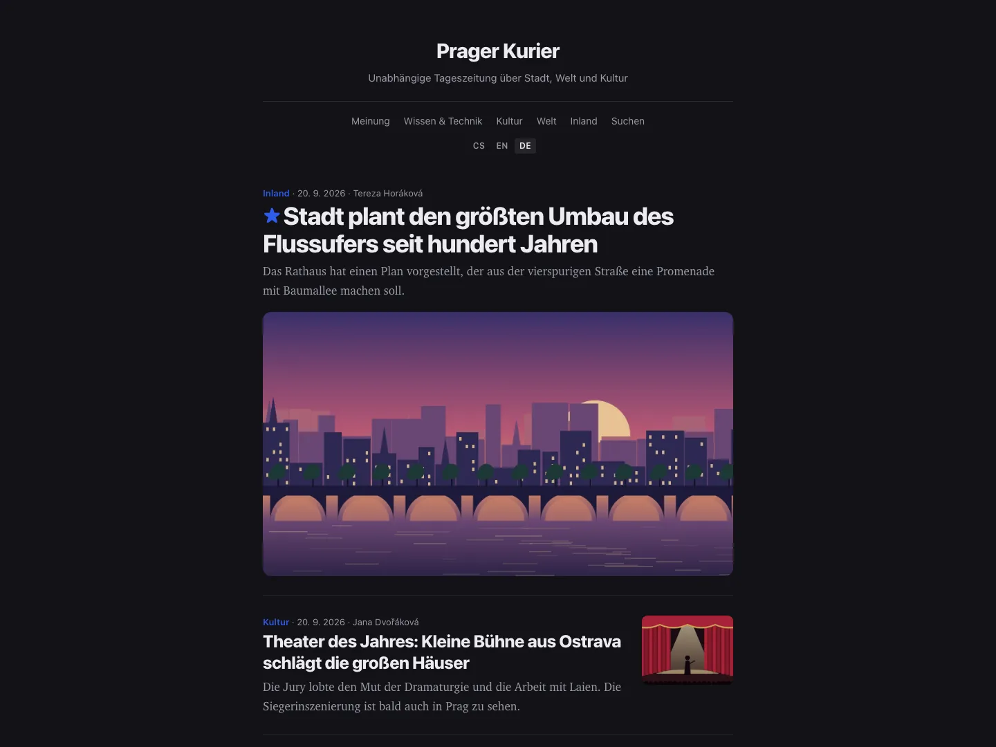 Vorlage Minimal – Titelseite, dunkler Modus