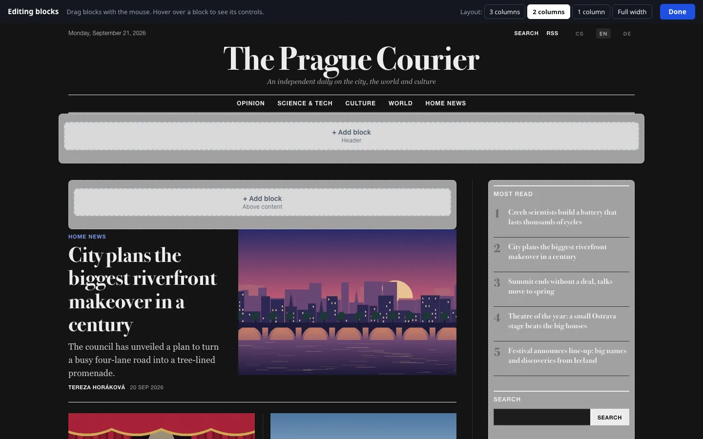Visual block editor – dark mode